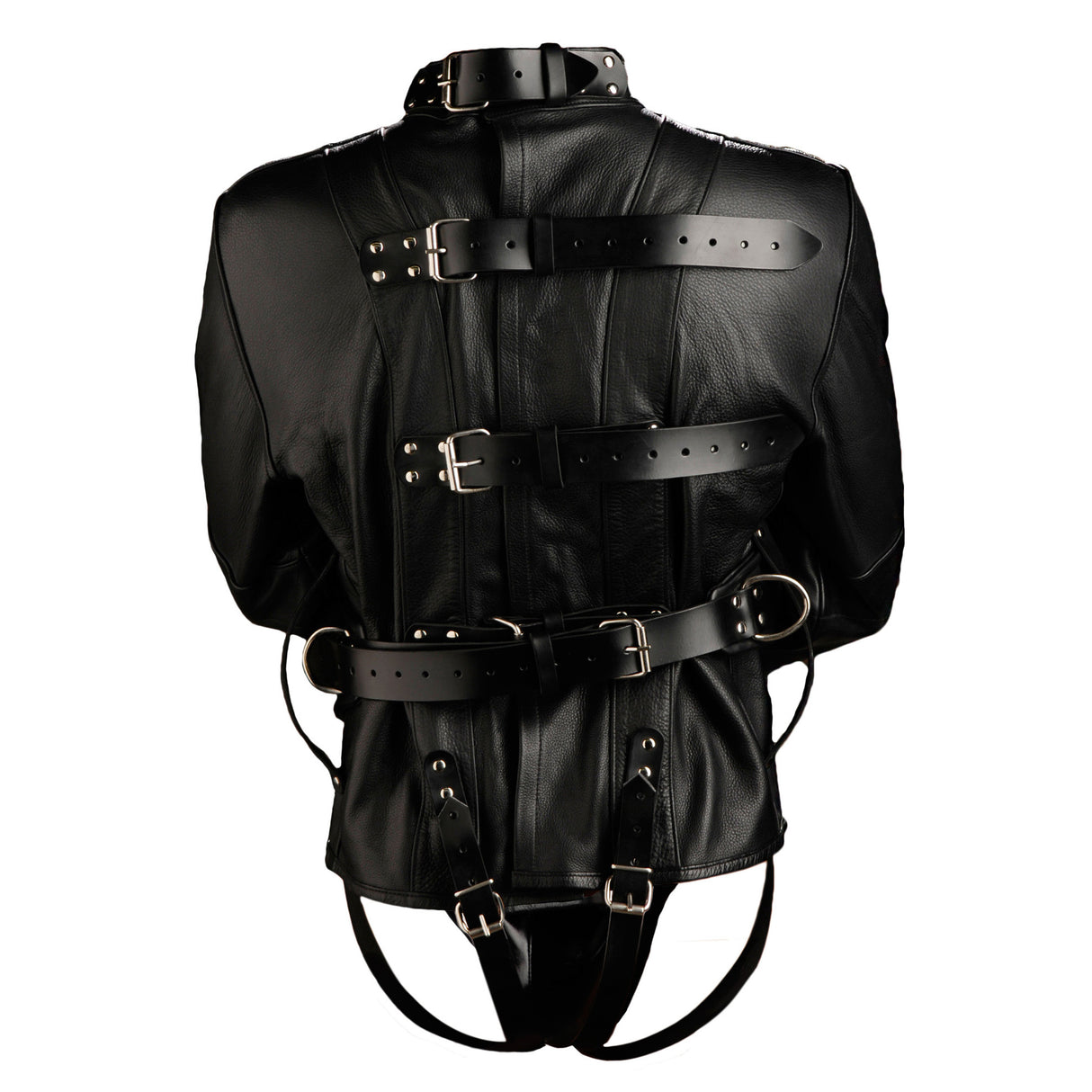 Premium leather straightjacket back product photo on white