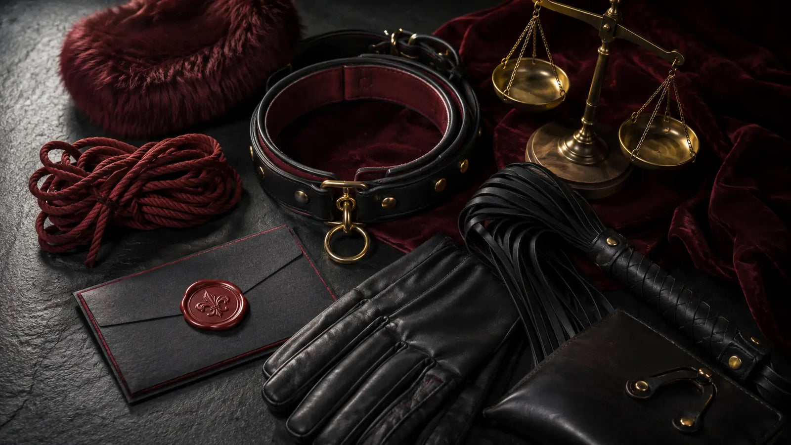 Symbolic collection of objects representing the range of submissive types BDSMAuthority