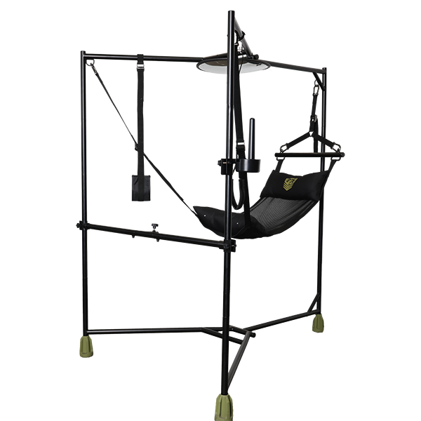 Fort Troff Hammock Hangar sling frame angled view showing the tri-leg design - BDSM Authority