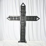 Wall-mounted St. Andrew's cross side profile and anchor points - BDSM Authority