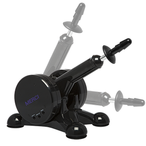 Merci Power Banger fuck machine with attachments on its suction-cup base - BDSM Authority