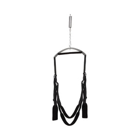 Lux Fetish Fantasy Swing black door swing with stirrups - BDSM Authority