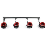 Sportsheets Saffron spreader bar with four red and black padded cuffs - BDSM Authority