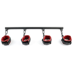 Sportsheets Saffron spreader bar with four red and black padded cuffs - BDSM Authority