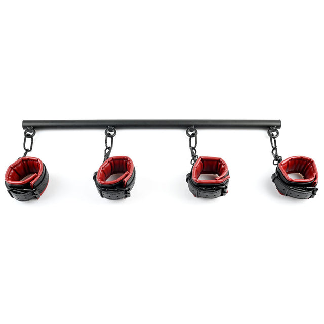 Sportsheets Saffron spreader bar with four red and black padded cuffs - BDSM Authority
