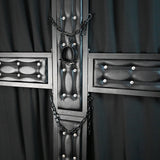 Wall-mounted St. Andrew's cross showing arm span and frame dimensions - BDSM Authority