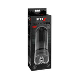 PDX Elite Extender Pro rechargeable vibrating penis pump in clear and black - BDSM Authority