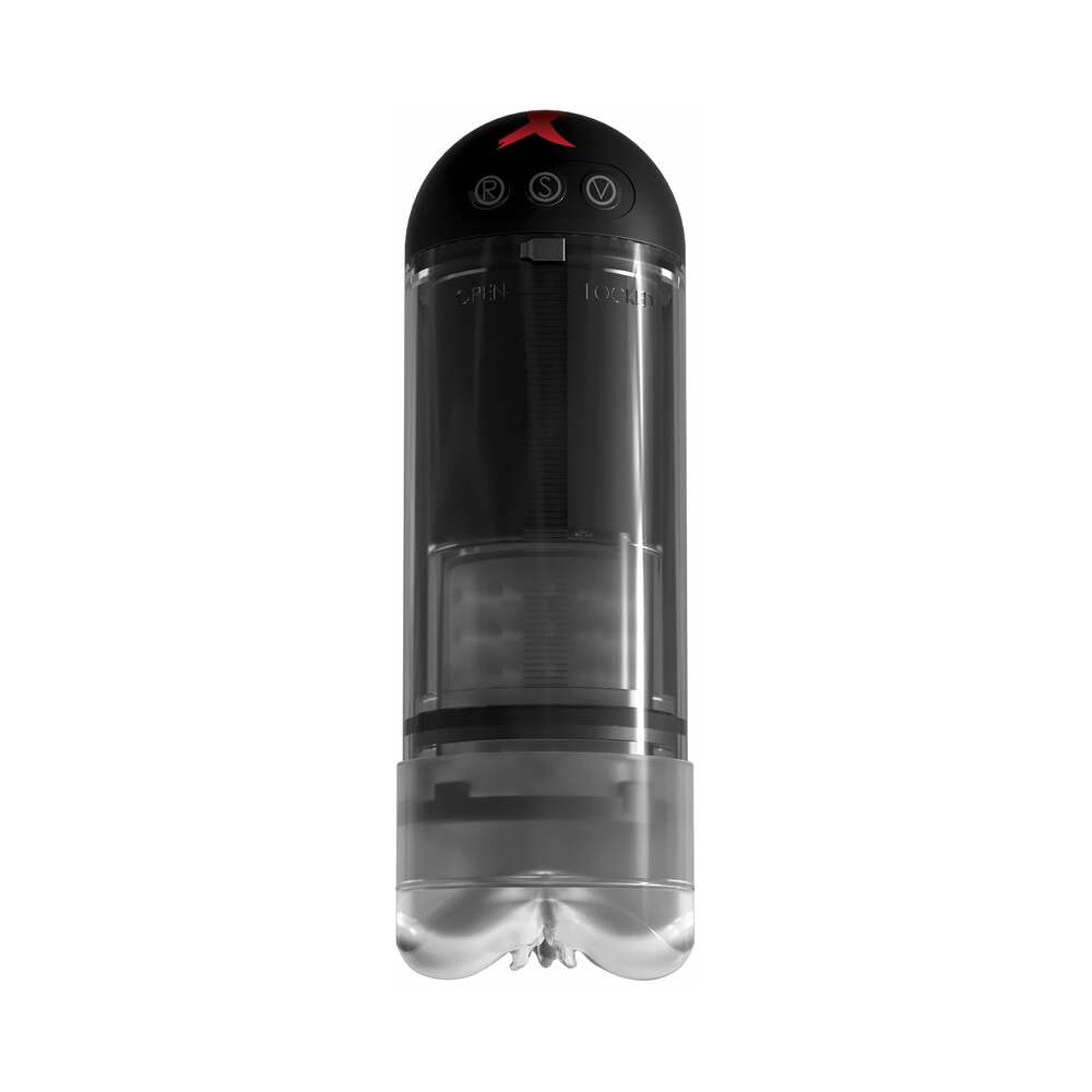 PDX Elite Extender Pro clear cylinder and rechargeable motor detail - BDSM Authority