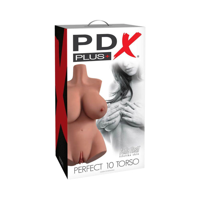 PDX Plus Perfect 10 Torso dual-entry masturbator in tan - BDSM Authority