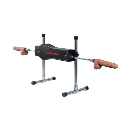 Lovense Bluetooth sex machine side view with silicone attachment mounted on the stand - BDSM Authority