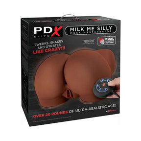 PDX Elite Milk Me Silly vibrating rotating dual-entry mega masturbator, brown - BDSM Authority