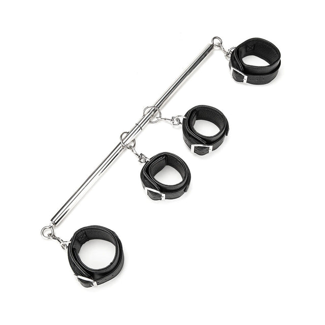 Lux Fetish expandable spreader bar with four padded cuffs - BDSM Authority
