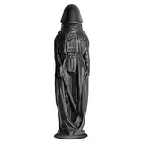 Side profile of the 14 inch jet black Darth Invader XXL PVC dildo showing its sculpted fantasy shaft - BDSM Authority