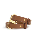 Crave ICON Cuffs leather bracelet restraints in tan and 24kt gold - BDSM Authority