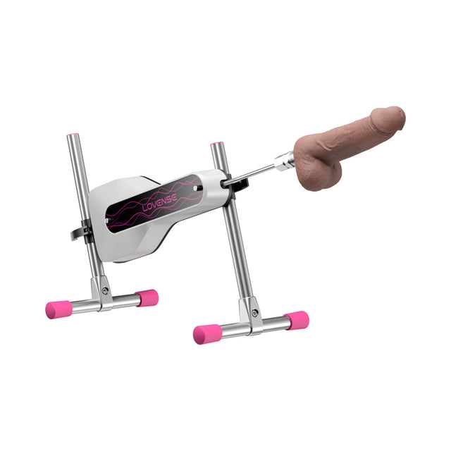 Lovense Mini Sex Machine with a silicone attachment on its adjustable stand - BDSM Authority