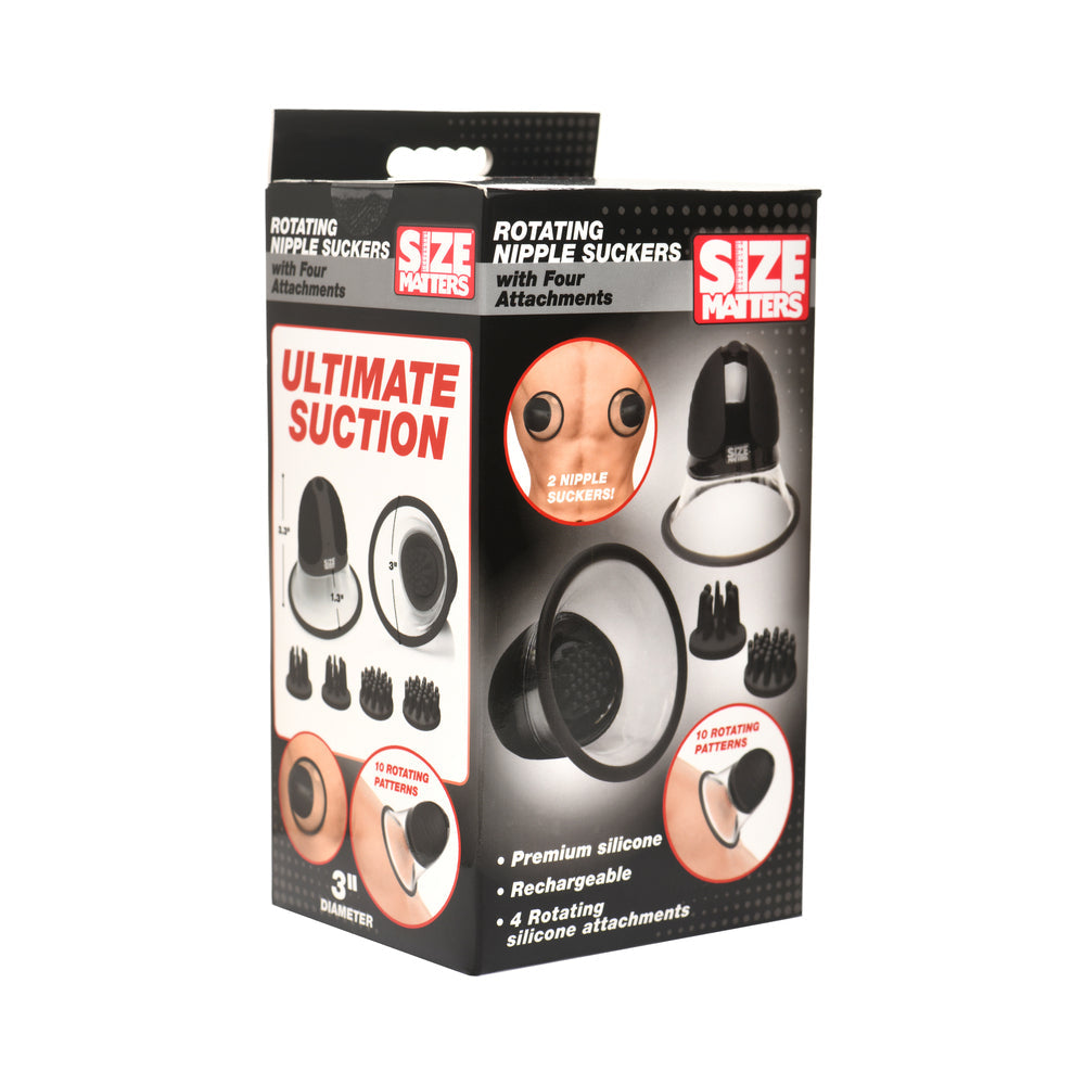 Size Matters 10X rotating silicone nipple suckers black with attachments - BDSM Authority