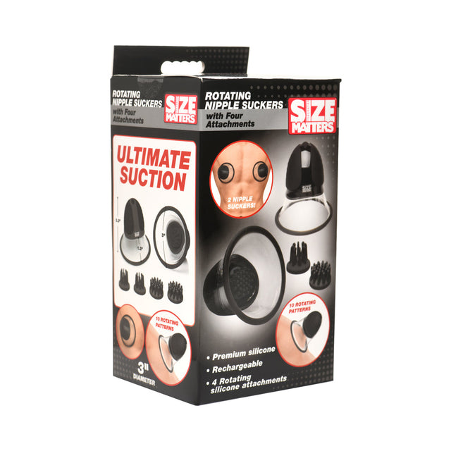 Size Matters 10X rotating silicone nipple suckers black with attachments - BDSM Authority
