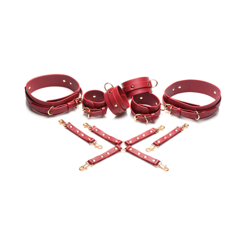 Master Series hog tie thigh and wrist cuffs with nickel-free D-rings - BDSM Authority