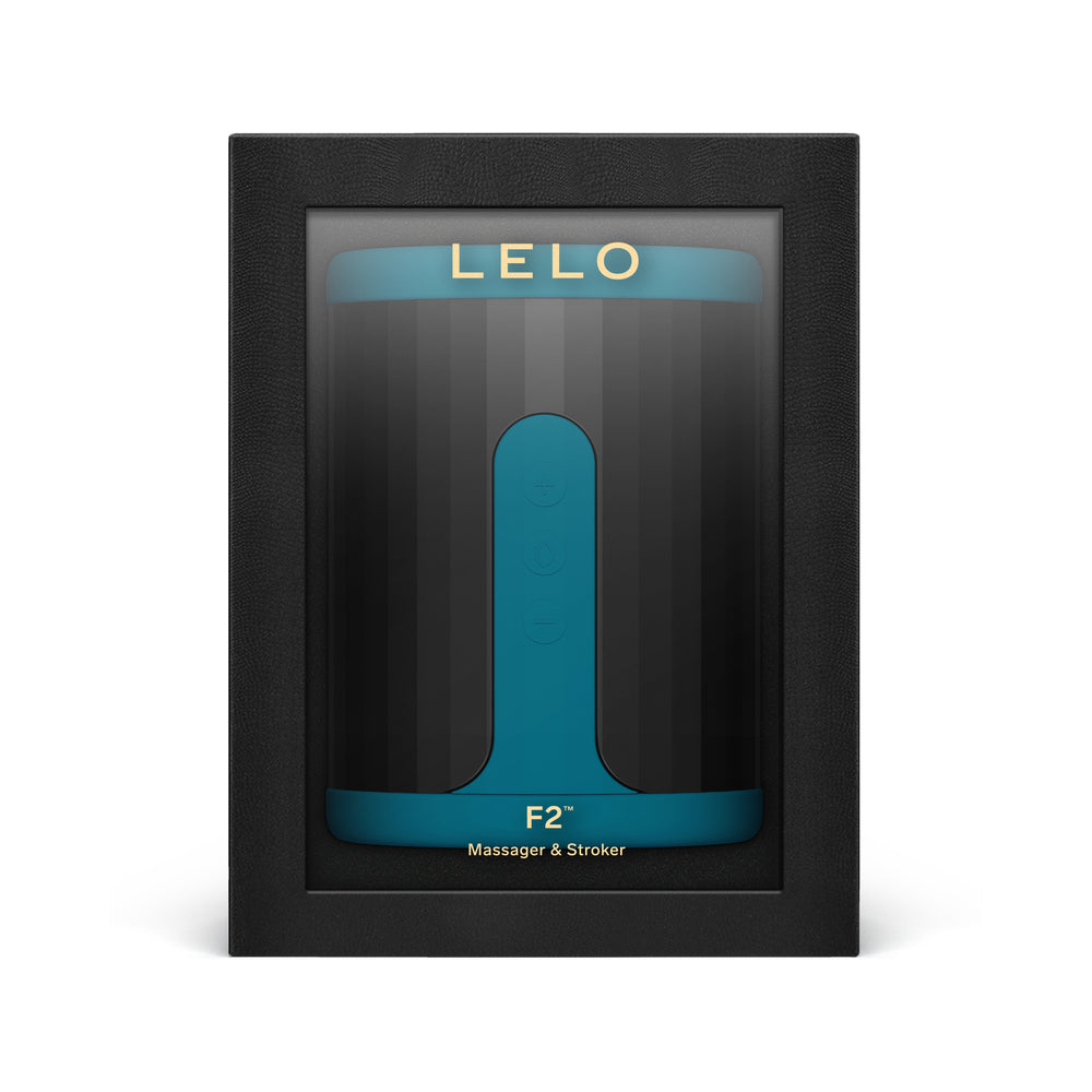 LELO F2S Massager & Stroker Teal front view - BDSM Authority