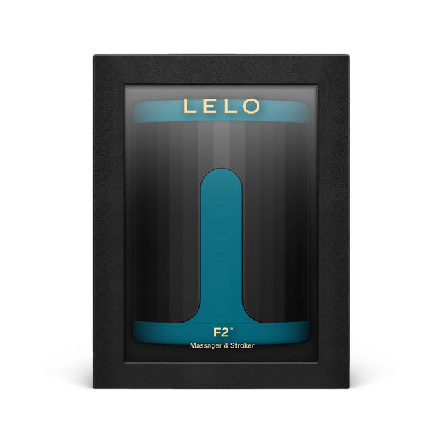 LELO F2S Massager & Stroker Teal front view - BDSM Authority
