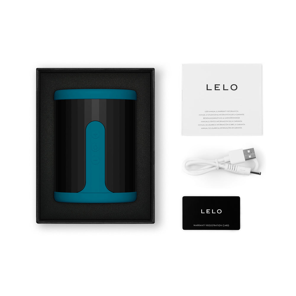 LELO F2S Massager & Stroker Teal dual open ends - BDSM Authority