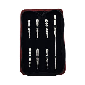 Rouge stainless steel 7-piece penis plug set with handle and bag - BDSM Authority