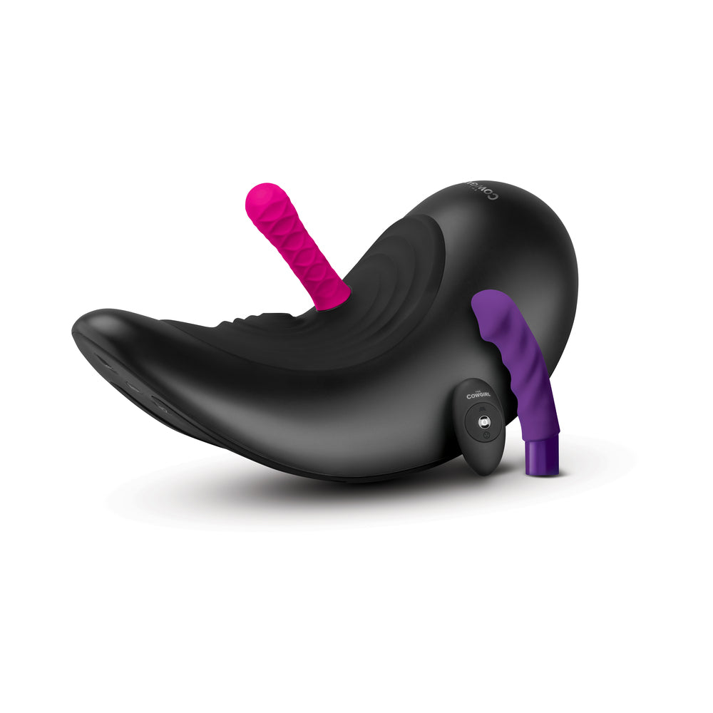 The Cowgirl Saddle Machine with a silicone attachment fitted - BDSM Authority