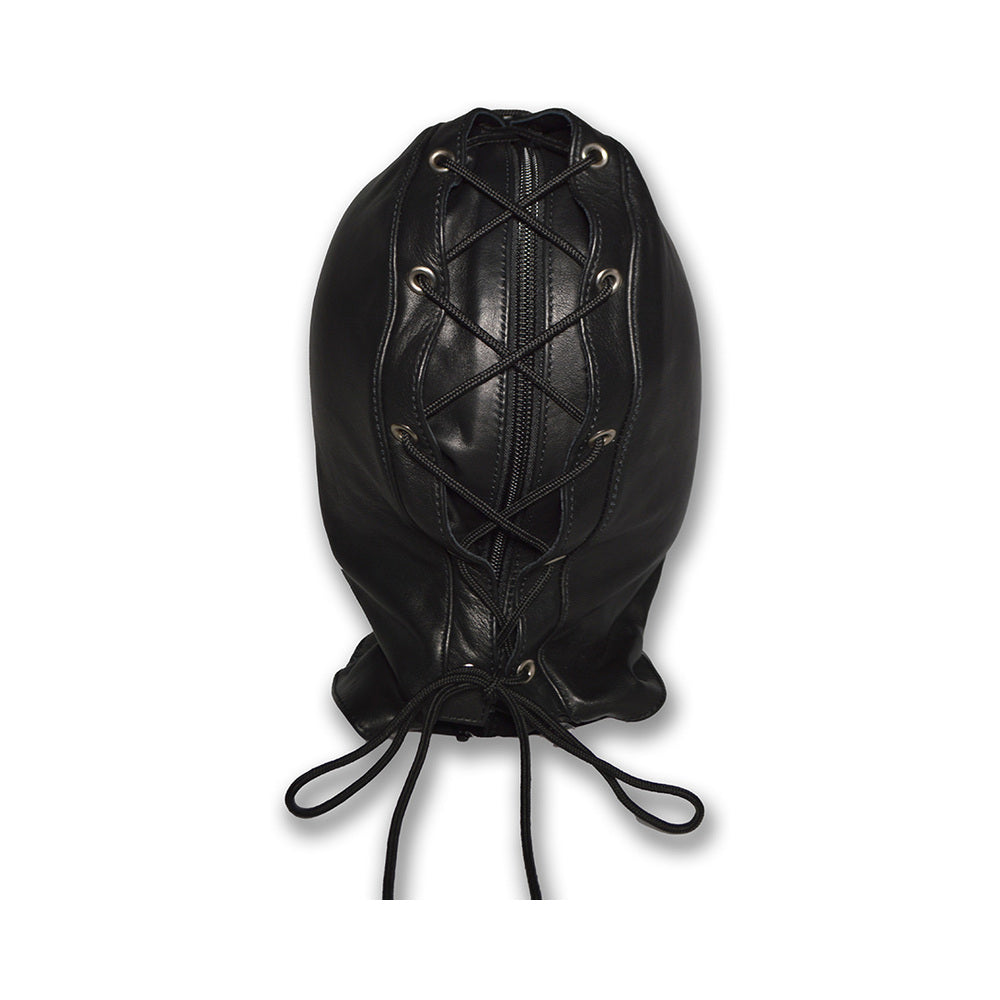 Prowler RED leather double hood detail with mouth opening - BDSM Authority