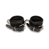 Prowler RED lockable leather wrist restraints in black S/M pair - BDSM Authority