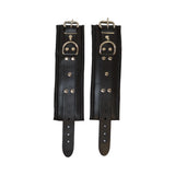 Prowler RED leather wrist cuffs with locking posts detail - BDSM Authority