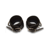 Prowler RED lockable leather ankle restraints in black, S/M pair - BDSM Authority
