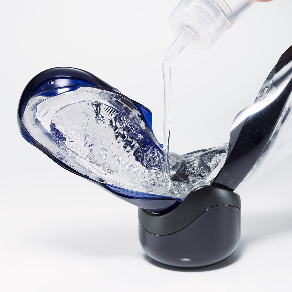 TENGA FLIP 360 Midnight Purple on display stand - BDSM Authority