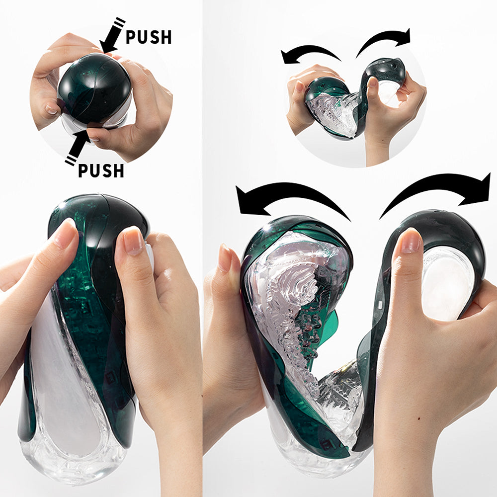 TENGA FLIP 360 Aurora Green helical design view - BDSM Authority