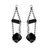 Strict Leather fur-lined nubuck suspension cuffs pair with grip handles - BDSM Authority
