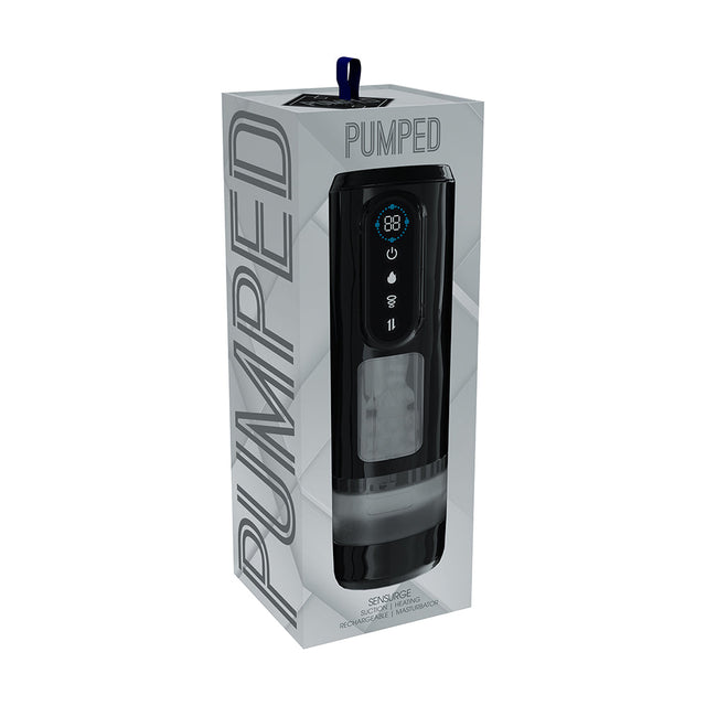 PUMPED Sensurge automatic rechargeable heating suction masturbator in black - BDSM Authority