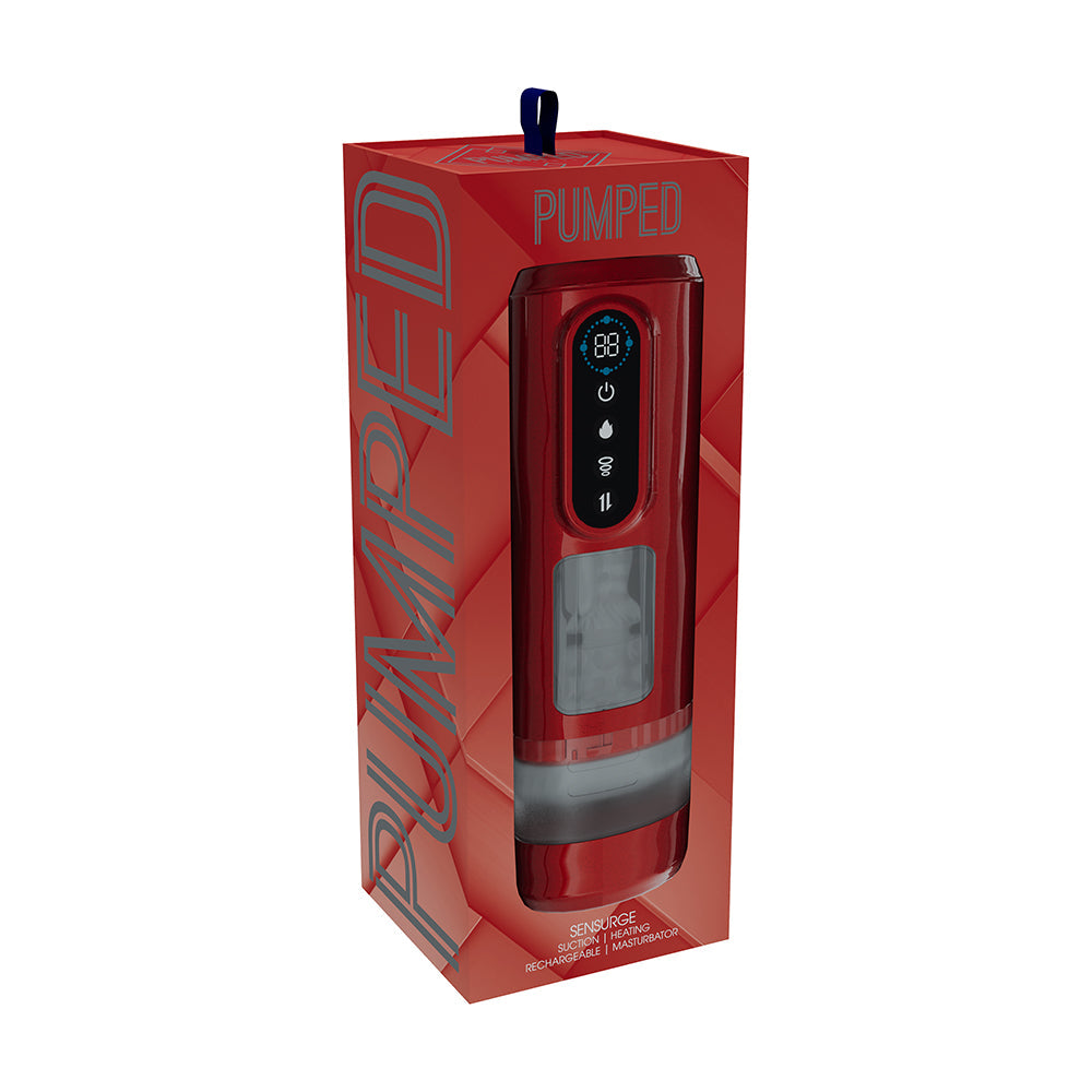 PUMPED Sensurge automatic rechargeable heating suction masturbator in red - BDSM Authority
