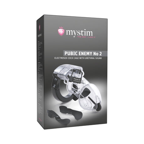 Mystim Pubic Enemy No 2 Transparent Electrosex Chastity Cock Cage transparent electro chastity cock cage - BDSM Authority