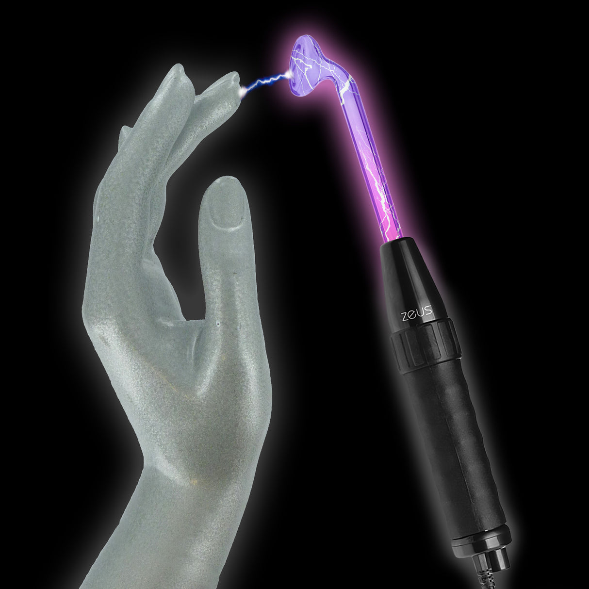 Zeus Twilight violet wand glowing with purple electro light in the dark - BDSM Authority