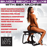 Deluxe Sex Machine Bondage Bench with Thrusting Machine side view - BDSM Authority