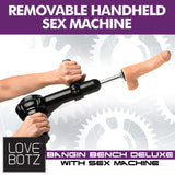 Deluxe Sex Machine Bondage Bench with Thrusting Machine angle view - BDSM Authority