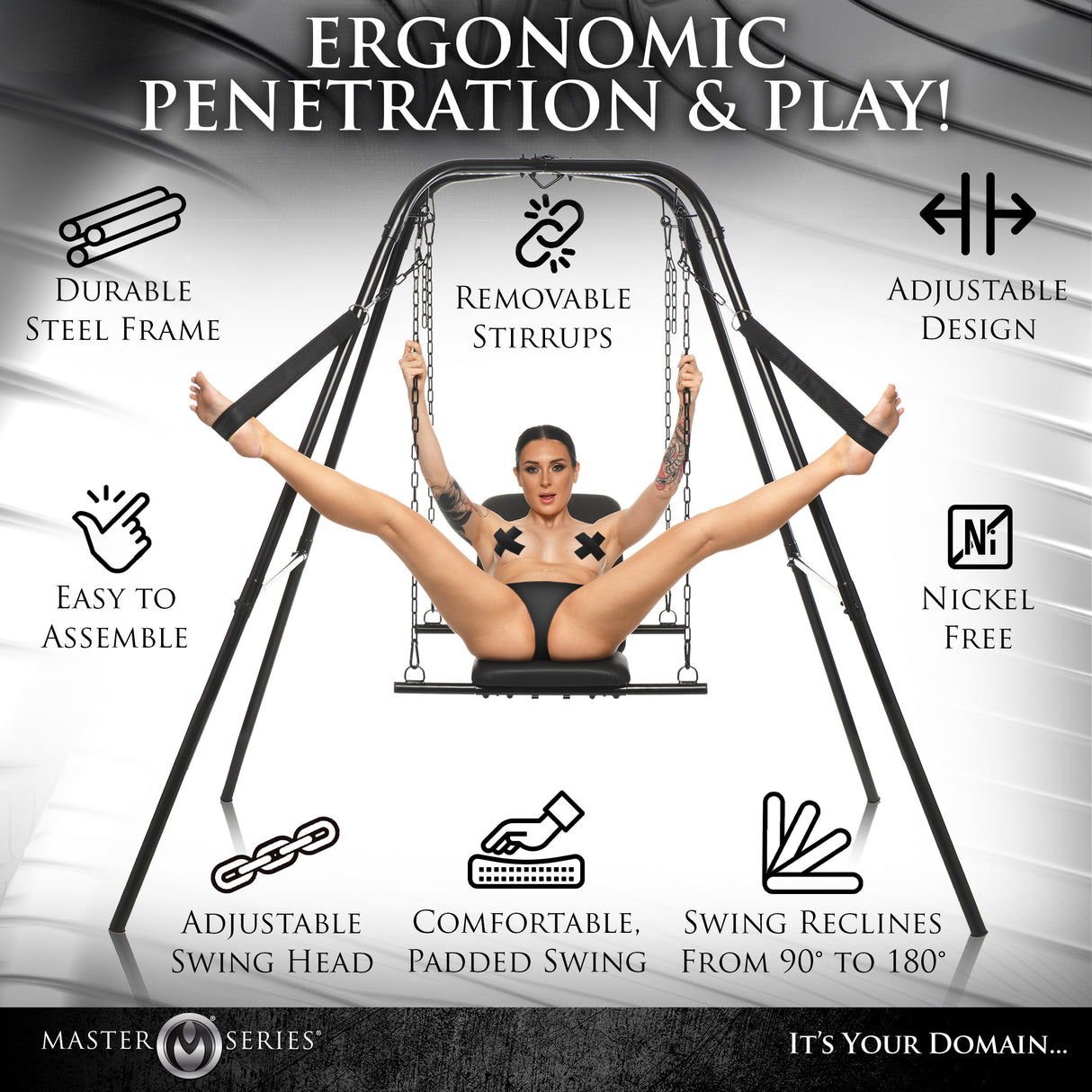 Throne Adjustable sex sling with stand BDSMAuthority