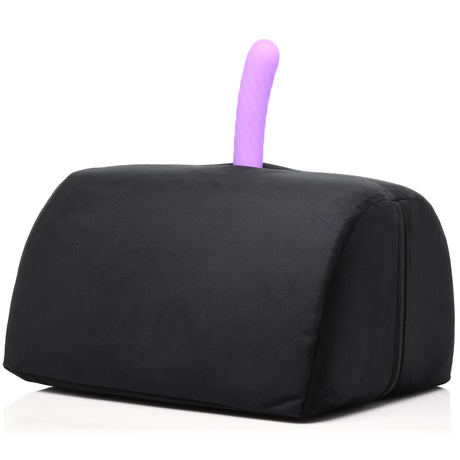 Front product view of the black Love Toy Cushion with toy in the pocket - BDSM Authority