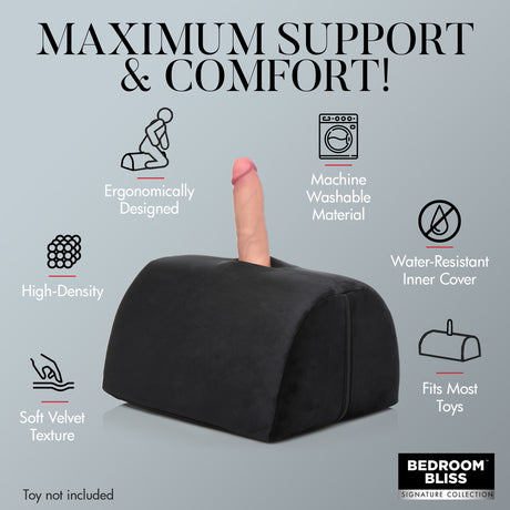 Love Toy Cushion feature icons highlighting support, toy pocket and washable covers - BDSM Authority