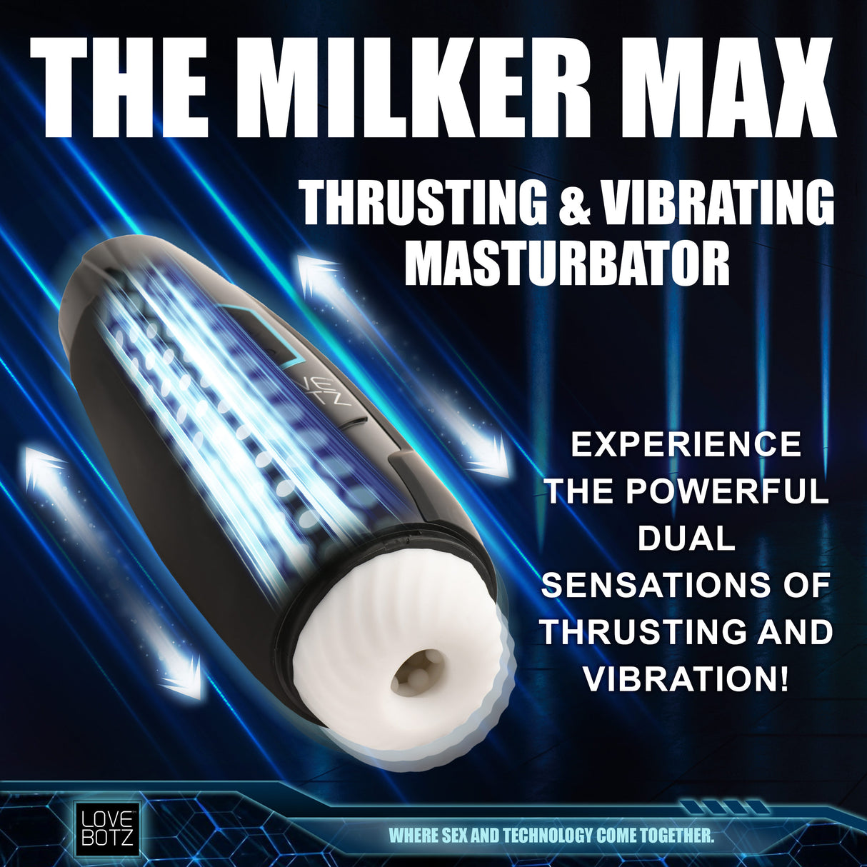 The Milker Max masturbator shown in hand for scale - BDSM Authority