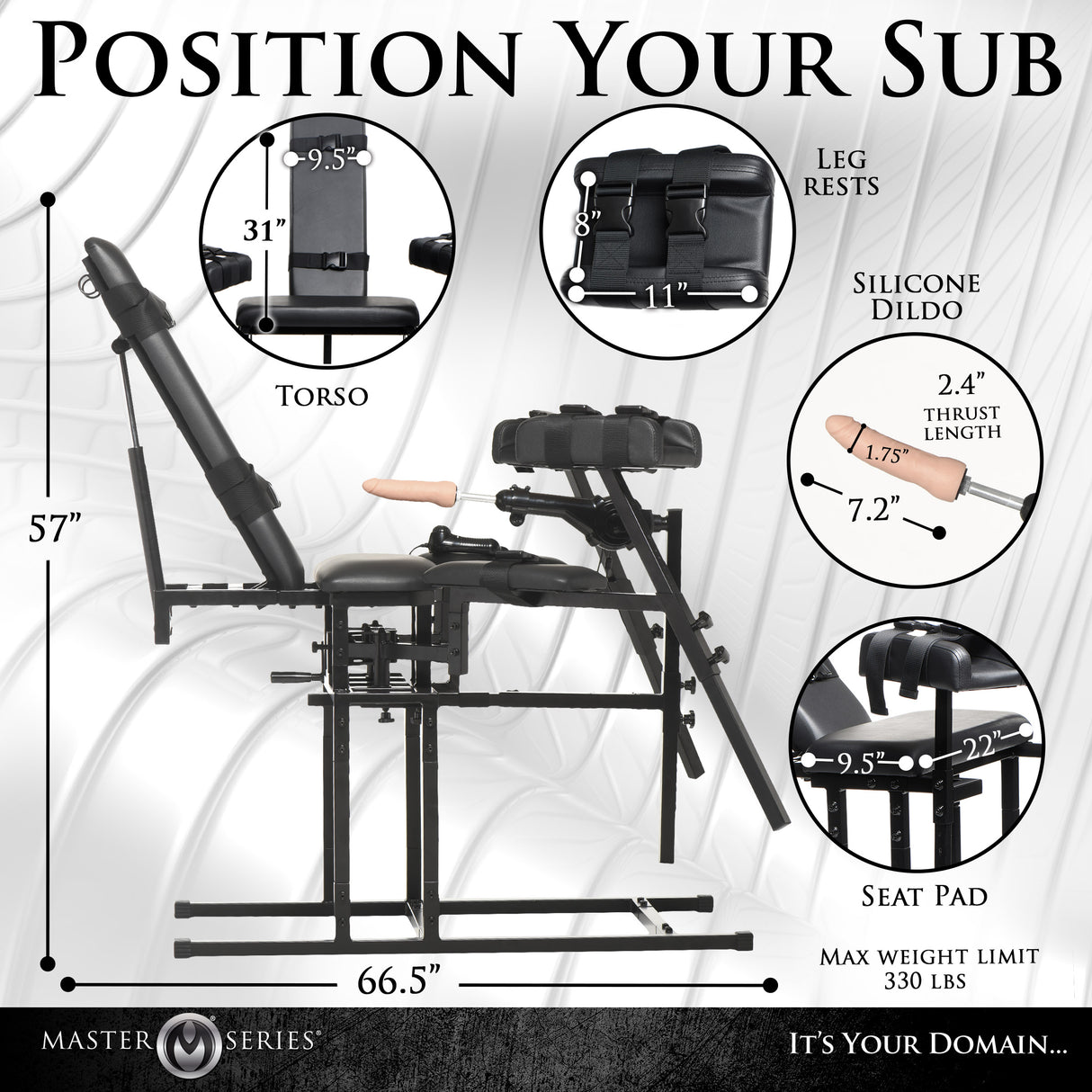 Leg Spreader Obedience Bondage Chair quick-release buckle hardware closeup - BDSM Authority