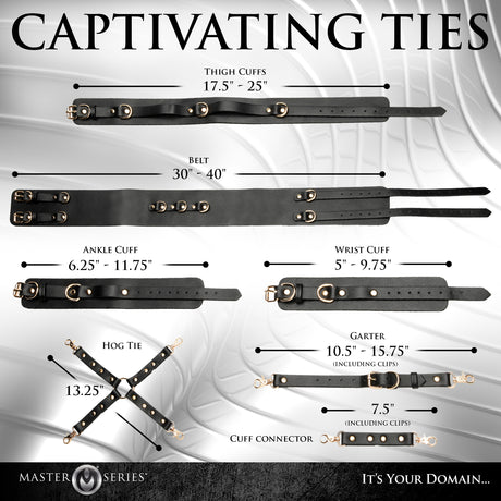 Tied Temptress hog tie connector linking the cuffs - BDSM Authority