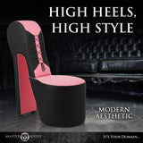 Pink fetish bondage chair sculpted heel and toe profile - BDSM Authority