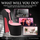 Stiletto bondage chair pink front view kneeling wedge - BDSM Authority
