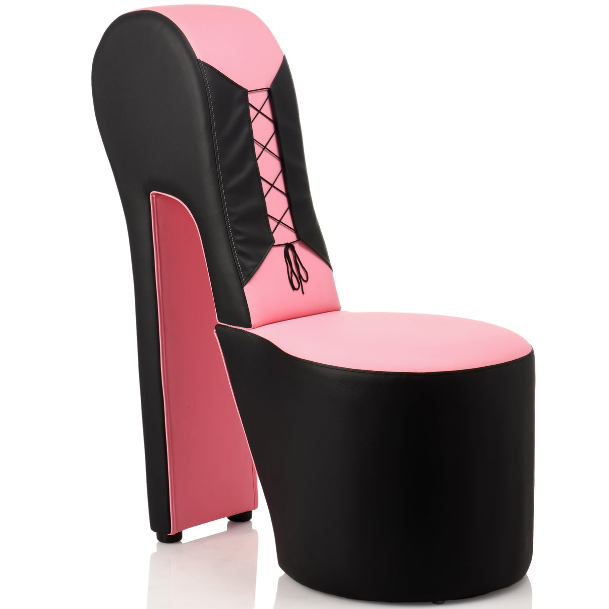 Stiletto corset bondage chair in pink: fetish restraint chair with lace-up back for couples - BDSM Authority