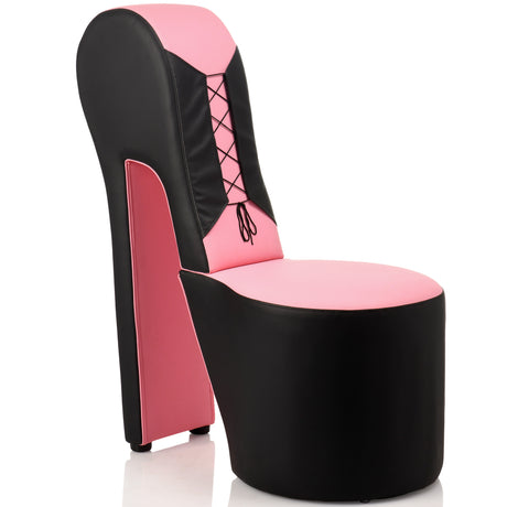 Stiletto corset bondage chair in pink: fetish restraint chair with lace-up back for couples - BDSM Authority